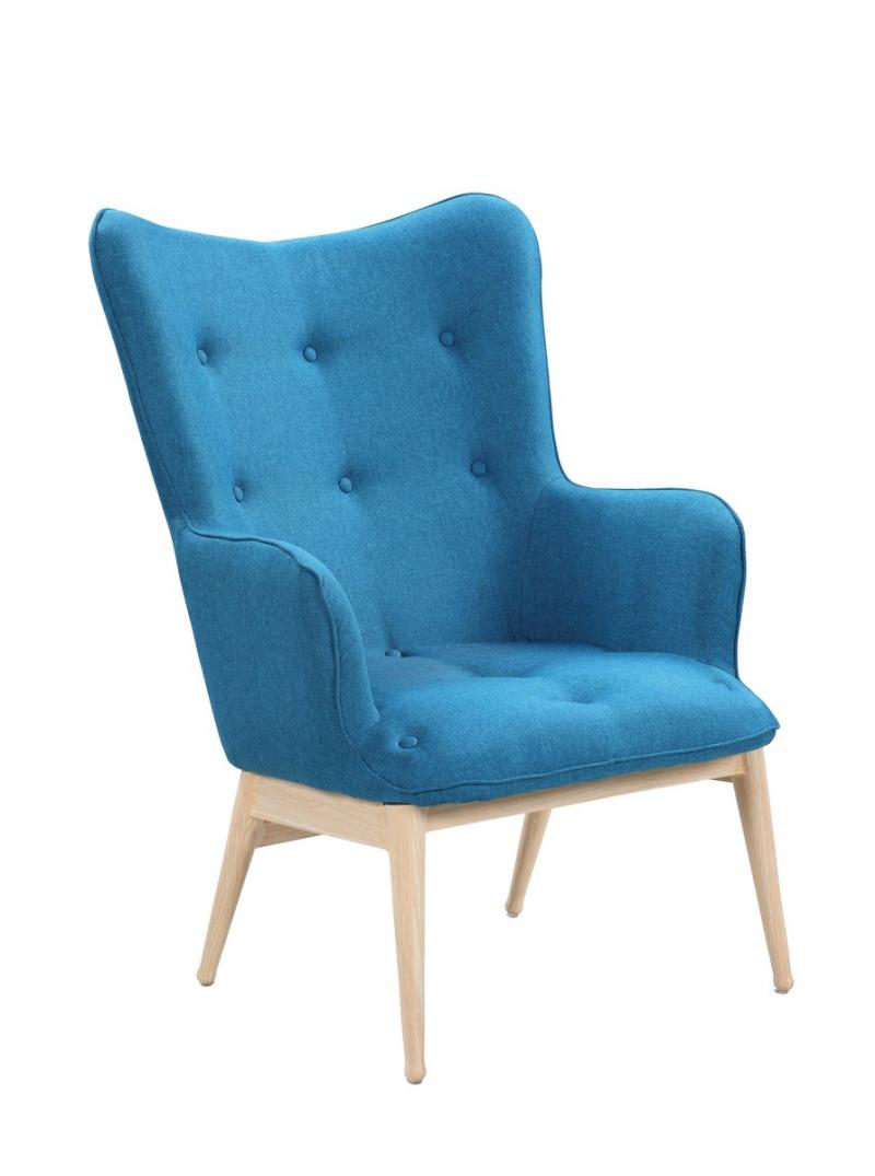 Armlehn-Sessel, Gestell aus Stahl in Holzoptik, 87 x 71 x 98 cm, blau