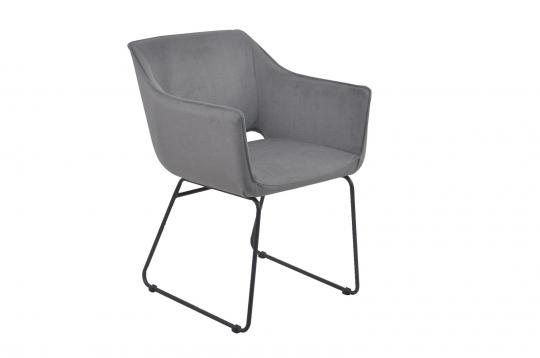 Armlehn-Stuhl, 2 er Set, aus Samt von Tom Tailor, Gestell schwarzer Stahl, 56 x 61 x 82 cm, Sitz gepolstert in basalt