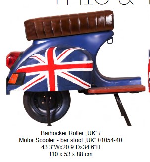 Barhocker Roller „UK“, 110 x 53 x 88 cm