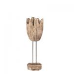 Holzstamm-Vase auf Metallständer