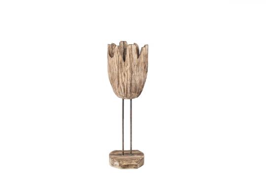 Holzstamm-Vase auf Metallständer