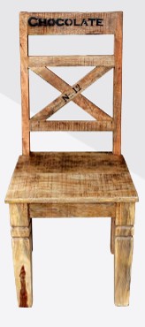Stuhl, 2er-Set, lackiertes Mangoholz mit starken Gebrauchsspuren, mit antischwarzen Beschlägen, Brettsitz, 45 x 45 x 100 cm
